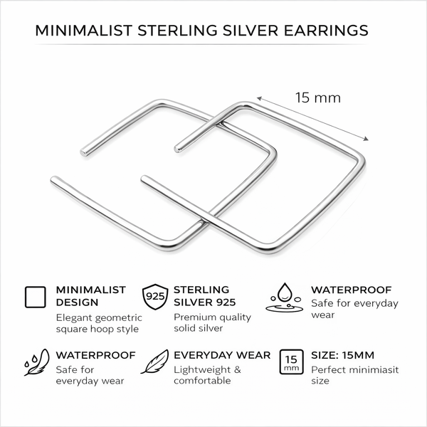 Black Square Hoop Earrings - Unisex Style