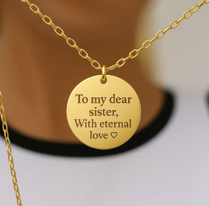 To my dear sister, with eternal love pendant