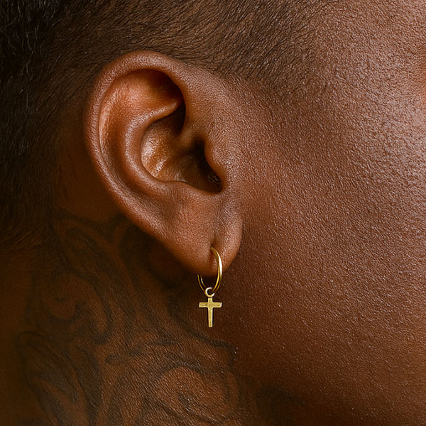 Dangling Small cross earring for men