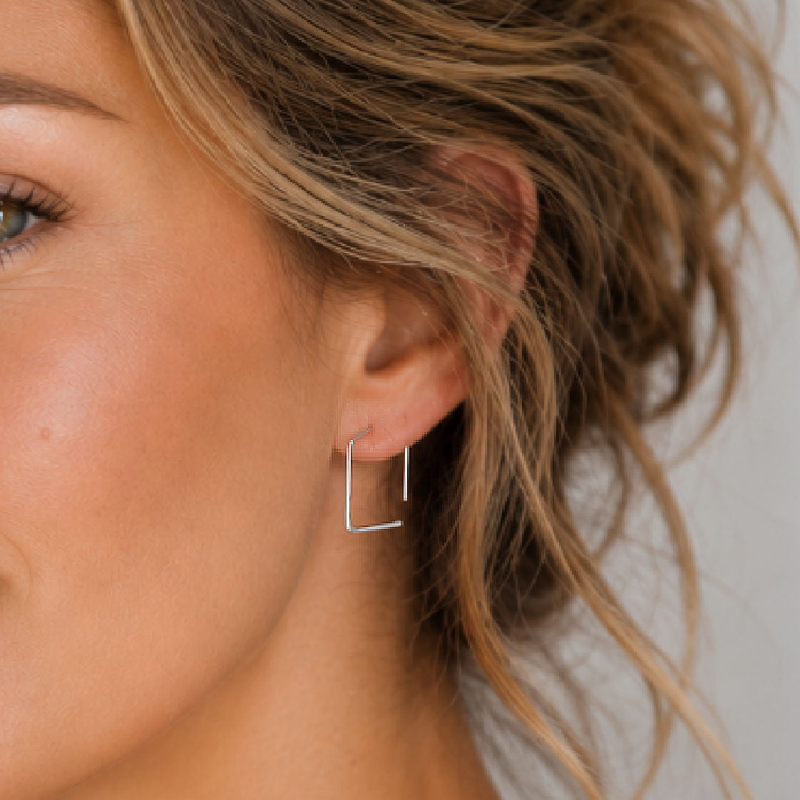 Square Hoops - Sterling Silver Square Earrings