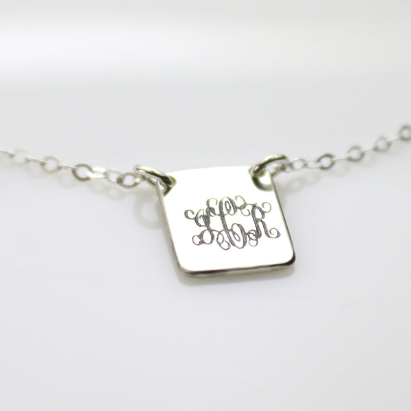 mini square initials necklace monogram
