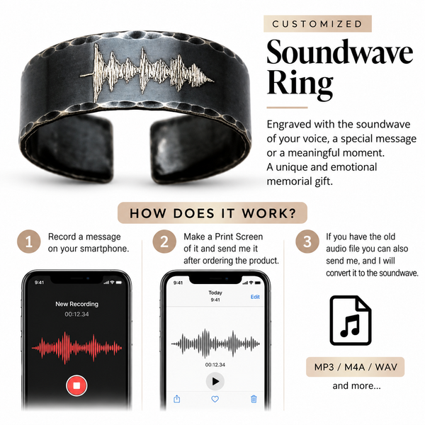 SoundWave Custom Engraved Black Ring