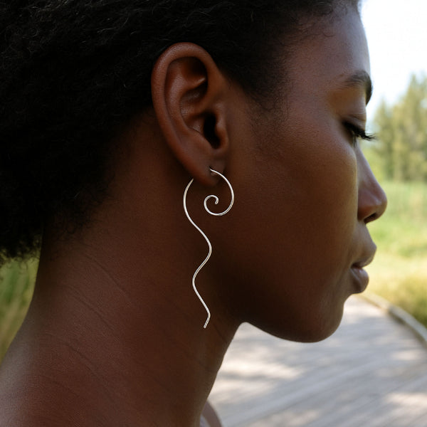 artisan spiral silver earrings