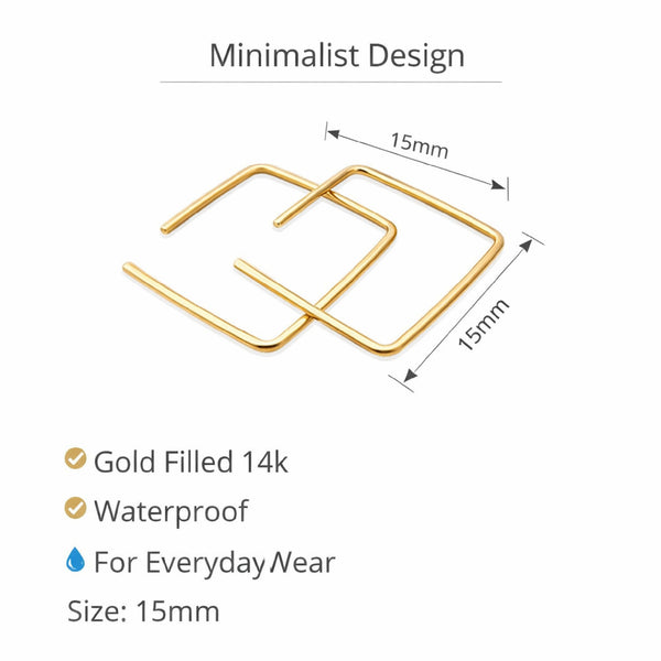 Black Square Hoop Earrings - Unisex Style