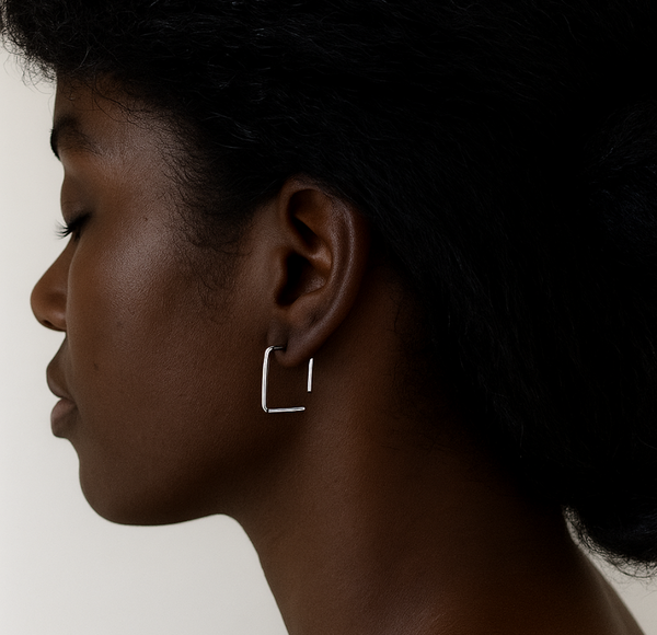Square Hoops - Sterling Silver Square Earrings