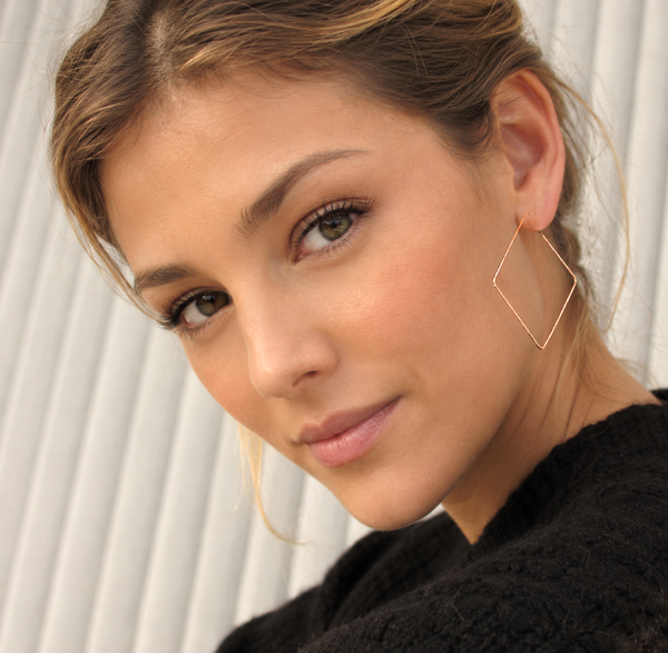 rose gold square shaped hoop earrings