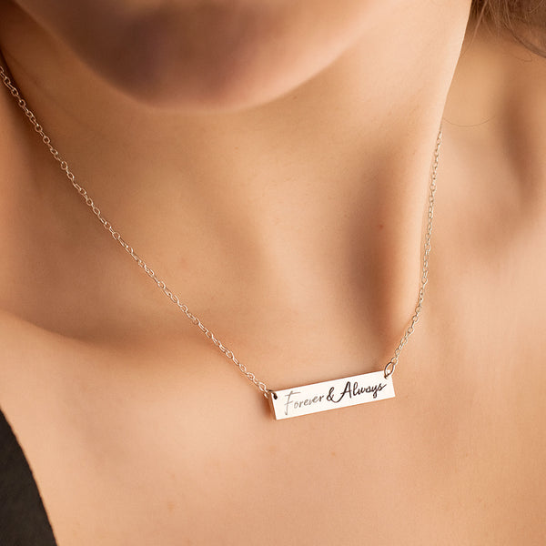 2 words engraved bar necklace in Sterling silver
