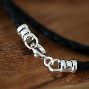 sterling silver clasp leather braided necklace