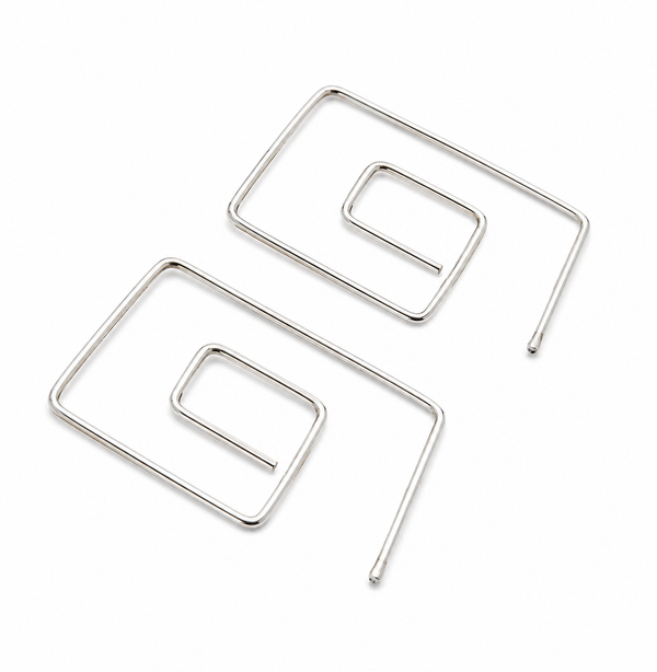 Sterling Silver Spiral Square Earrings - Geometric Jewelry