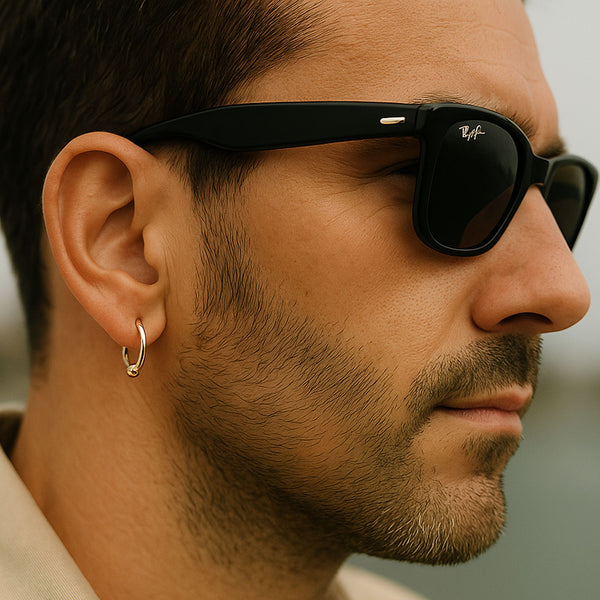 mens hoops in sterling silver and gold filled beads