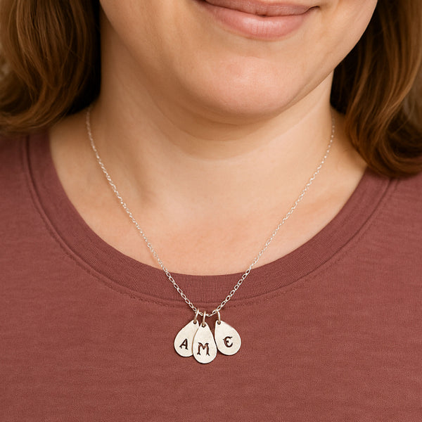 Teardrop Charms Necklace for Mom - Personalized Sterling silver Jewelry