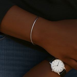 Thin Bangle Bracelet with Custom Initials Charms in Gold or Silver