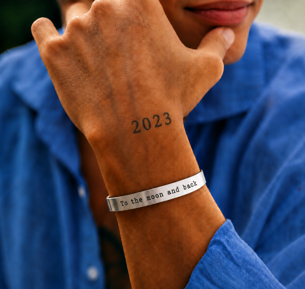 Mens Personalized Titanium Cuff Bracelet - Custom Engraving up to 12 words