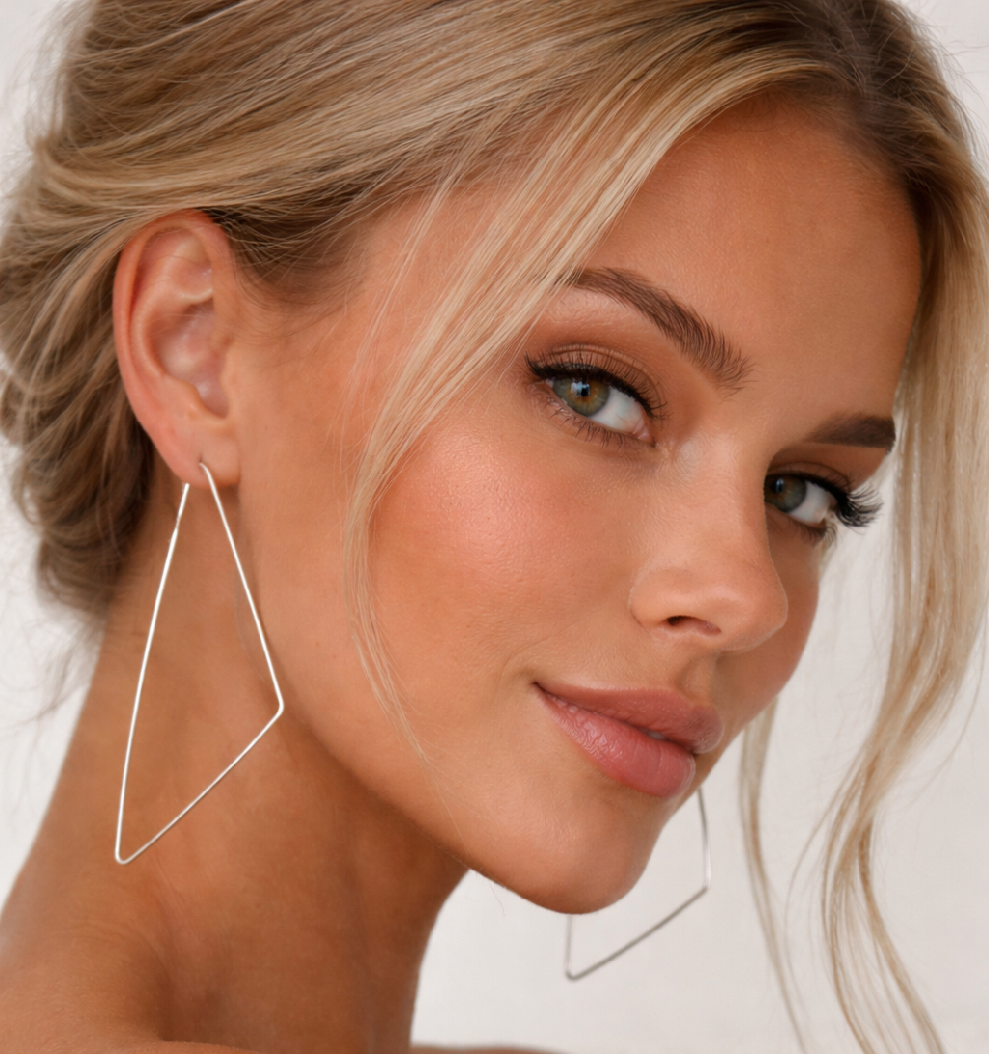 Triangle Earrings - Handmade Sterling Silver Hoops - Geometric Earrings