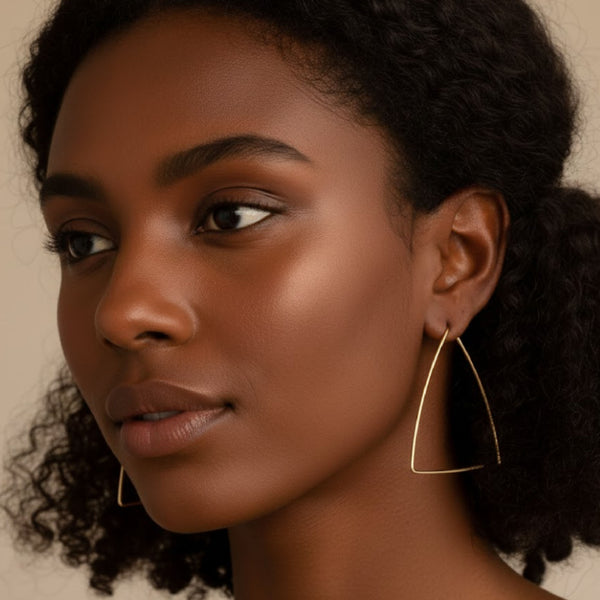 Triangle Large Geometric Earrings in silver or gold