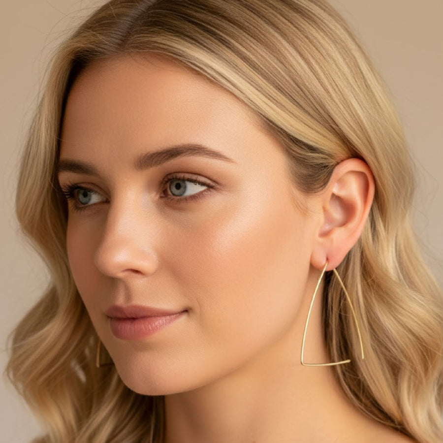 Triangle Large Geometric Earrings in silver or gold