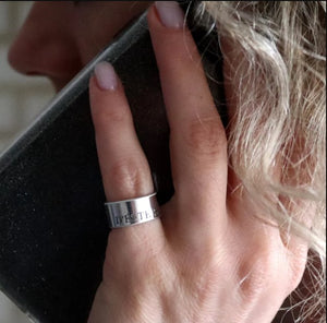 personalized wide silver pinky ring for women