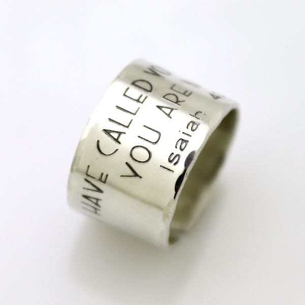 personalized font wide silver bad ring