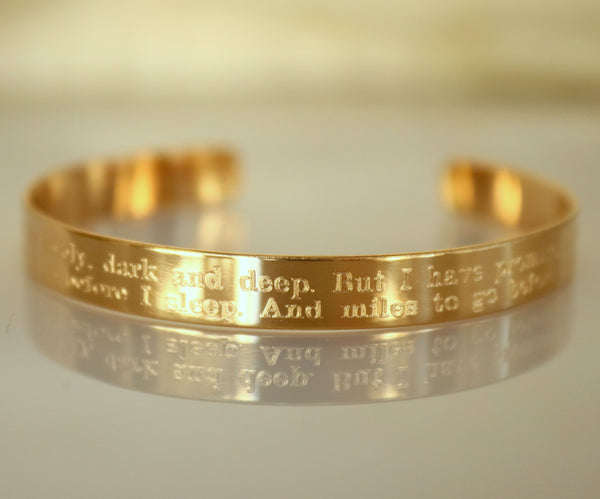 text engraved gold filled cuff bracelet
