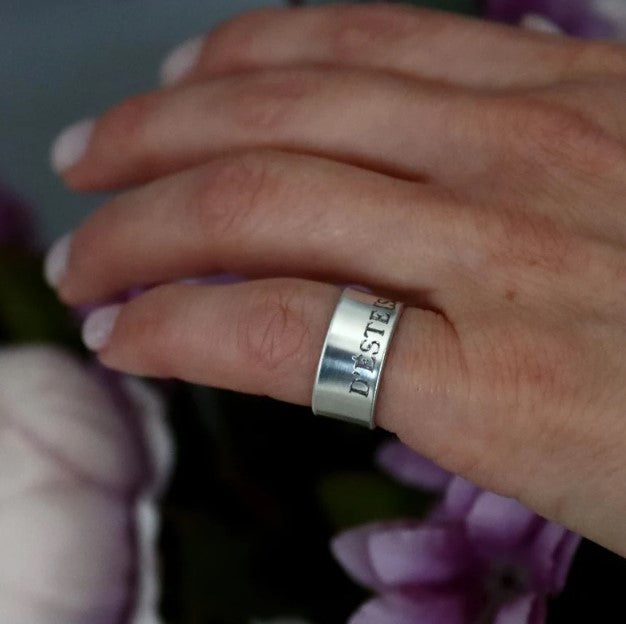 personalized wide silver pinky ring for women