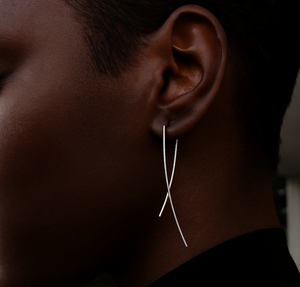 Simple Sterling Silver Fashion Earrings Stylish silver wire earrrings