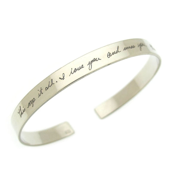 Custom Actual Handwriting Bracelet for her - Personal engraved signature cuff