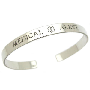 Custom Medical Alert Bracelet Sterling silver Cuff - Symbol of Life Cuff Bracelet