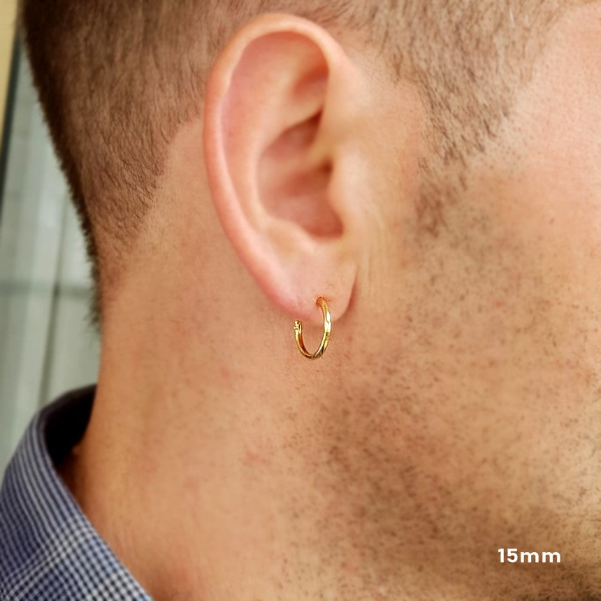 Mens Hoop Earrings 18k Gold 10mm Mens Mini Huggie Hoop Earrings Hoops for  Men Sterling Silver Earring Sets by Twistedpendant - Etsy