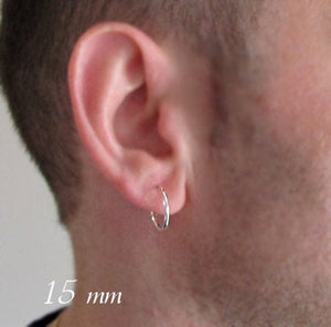 Mens Hoop Earrings - Sterling Silver Mens Earrings