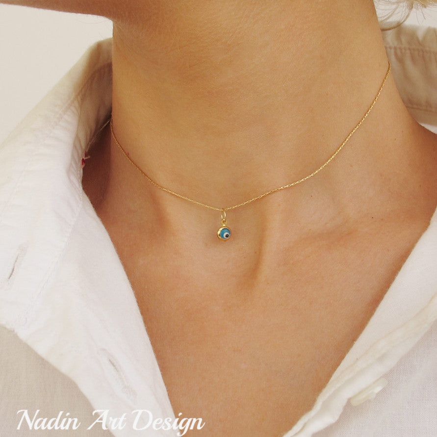 Evil eye choker necklace gold sale