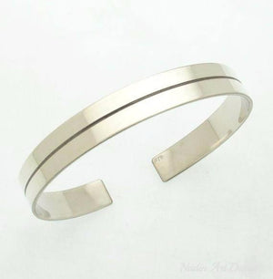 Line silver cuff for men