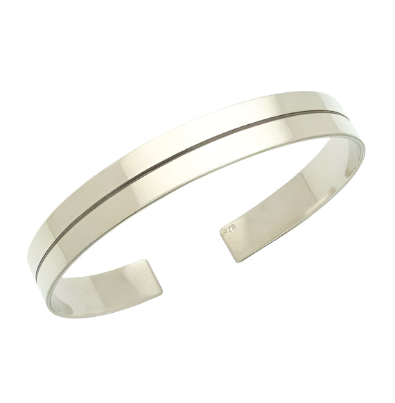 Line silver cuff for men