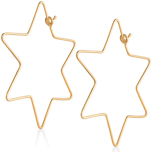 Magen David Gold Hoop Earrings for Women - Jewish Earrings - Jewish gold Star Earrings 