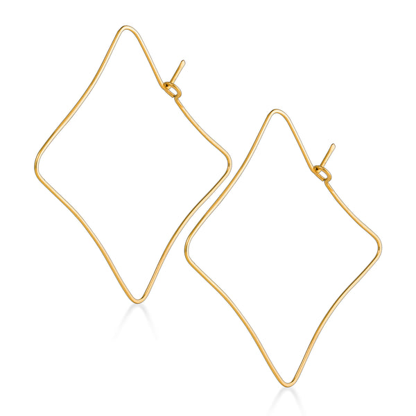 geometric hoops earrings gold - square Artisan Hoops