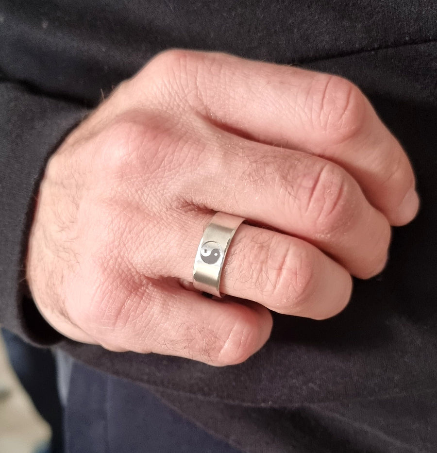 Sterling Silver Yin Yang Ring  with custom Inside engraving 