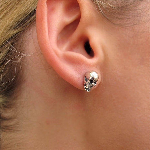 Sterling Silver Skull Stud Earring