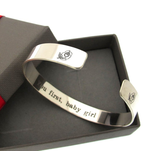 custom Flower engraved bracelet