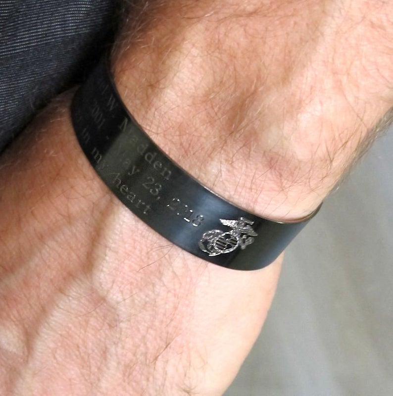 Custom Engraved Memorial Military Bracelet Military Black Stainless Steel  Cuff Honor the Fallen KIA Bracelet Loss of Loved One - Etsy