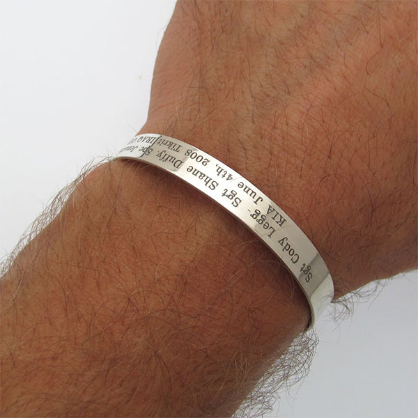 Custom Military Silver Bracelet - KIA Bracelet - Personalized SGT cuff bracelet