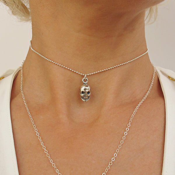 Skull Charm Choker Necklace