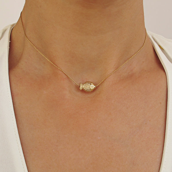 gold fish pendant necklace