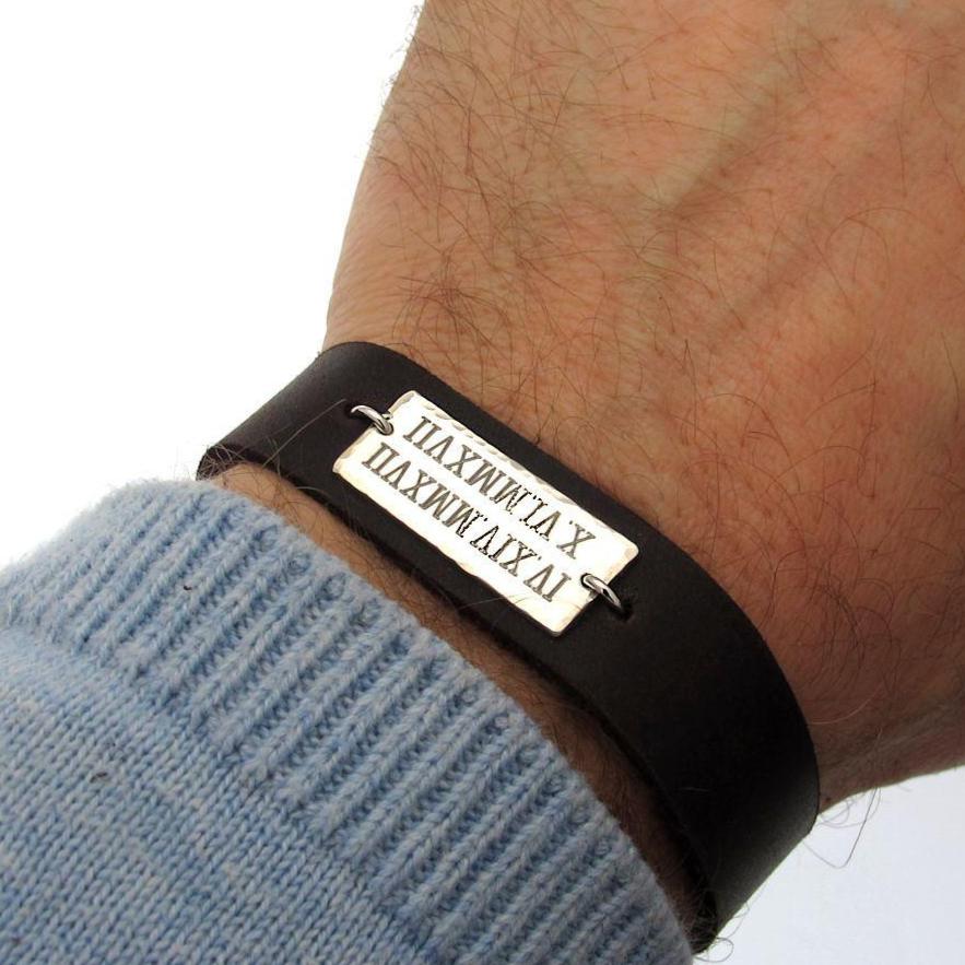 Sterling Silver Genuine leather cuff