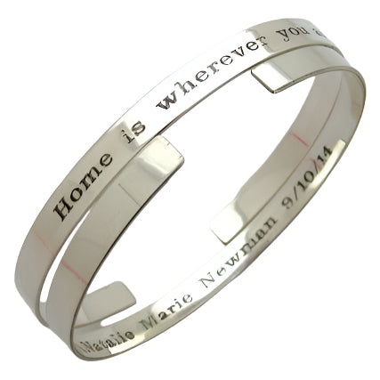 skinny stacking silver bracelets - engraved sterling silver bracelets