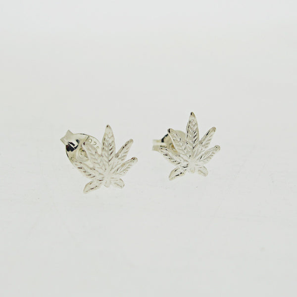 Hemp Earrings - Sterling Silver Cannabis Studs