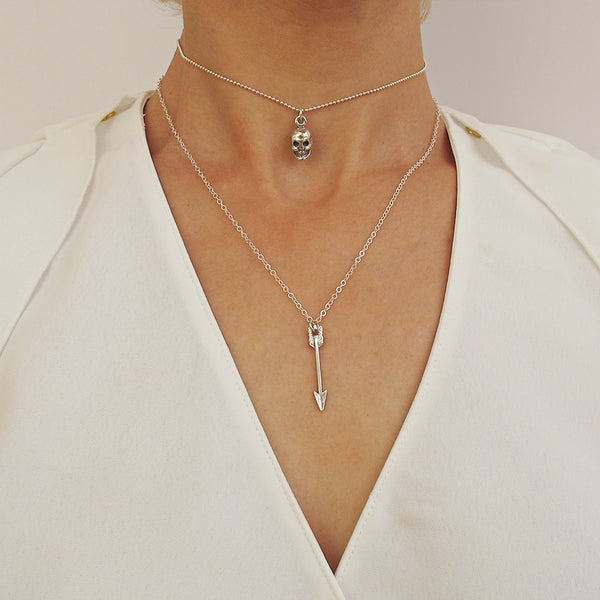 Skull Charm Choker Necklace