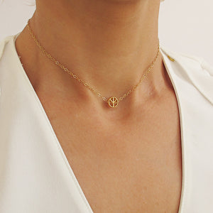 Peace Symbol Gold Choker Necklace