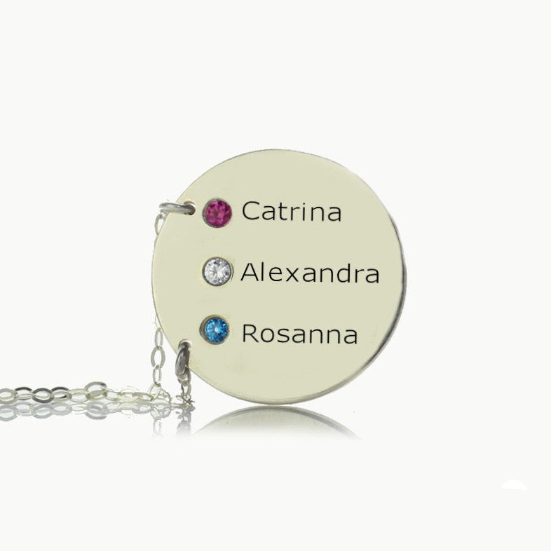 Names personalized birthstone necklace