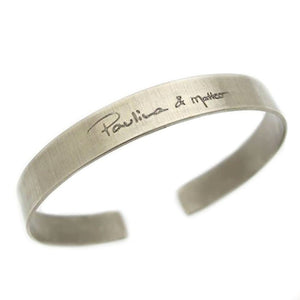 Actual Handwriting Cuff Bracelet - Solid Sterling Silver with the custom Engraved Signature