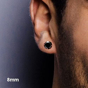 8mm black onyx studs for men