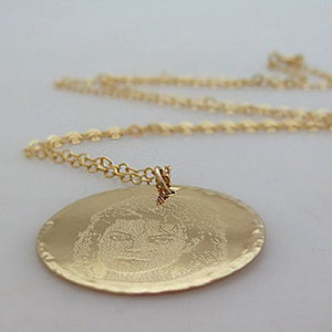 Photo engraving Pendant Necklace - Custom Picture engraved Disc Necklace